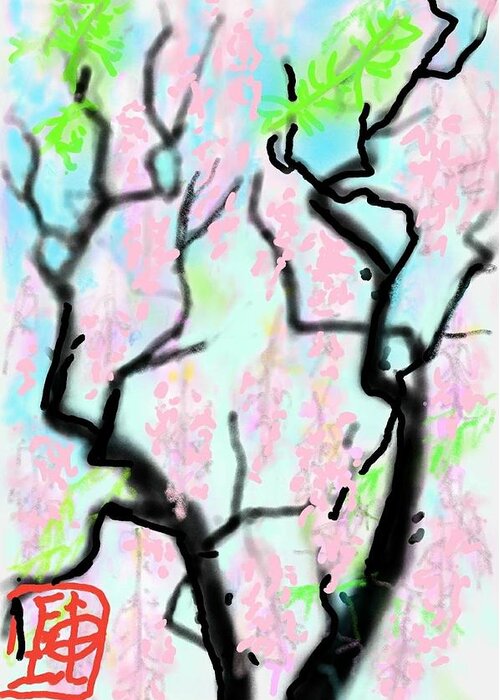 Wisteria. Pink Greeting Card featuring the digital art Pink Wisteria by Debbi Saccomanno Chan