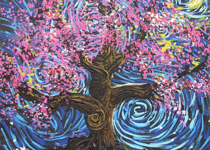 Modern Contemporary Impressionism Greeting Card featuring the painting Pinky Tree by Stefan Duncan