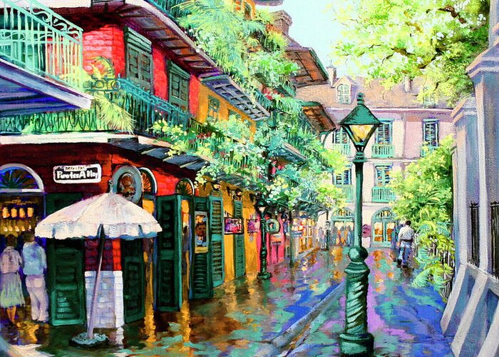 New Orleans Art Greeting Card featuring the painting Pirates Alley - French Quarter Alley by Dianne Parks