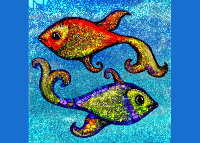 Fish Greeting Card featuring the painting Pisces by Agata Lindquist