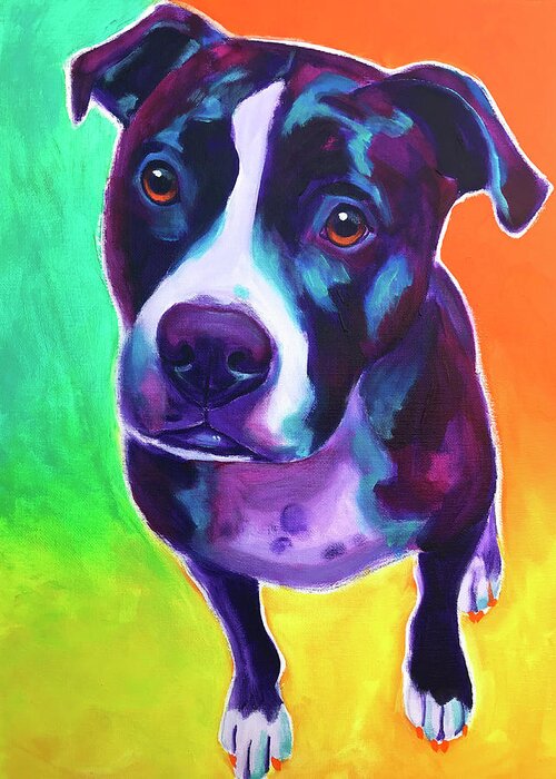 Dog Greeting Card featuring the photograph Pit Bull - Truman by Dawg Painter