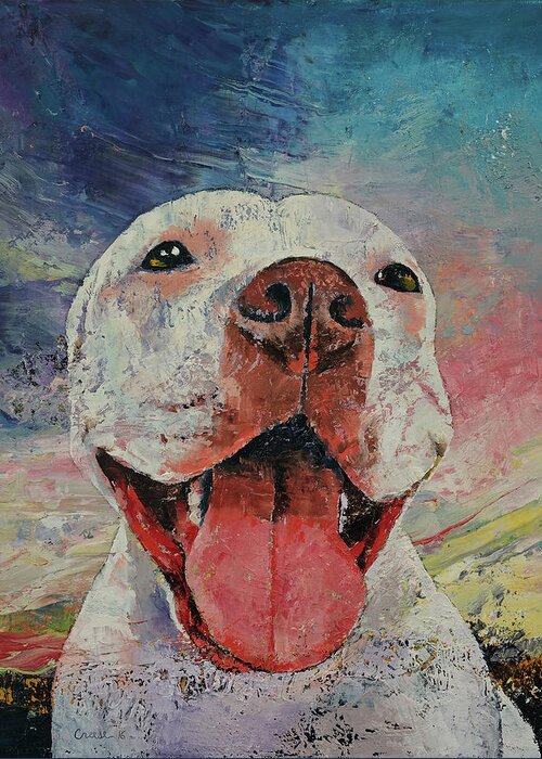 Art Greeting Card featuring the painting Pitbull by Michael Creese