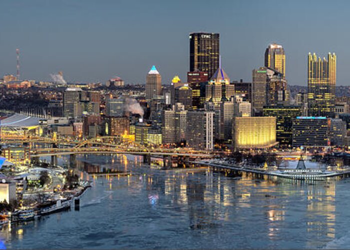 Pittsburgh Skyline Greeting Card featuring the photograph Pittsburgh January 2015 by Matt Hammerstein