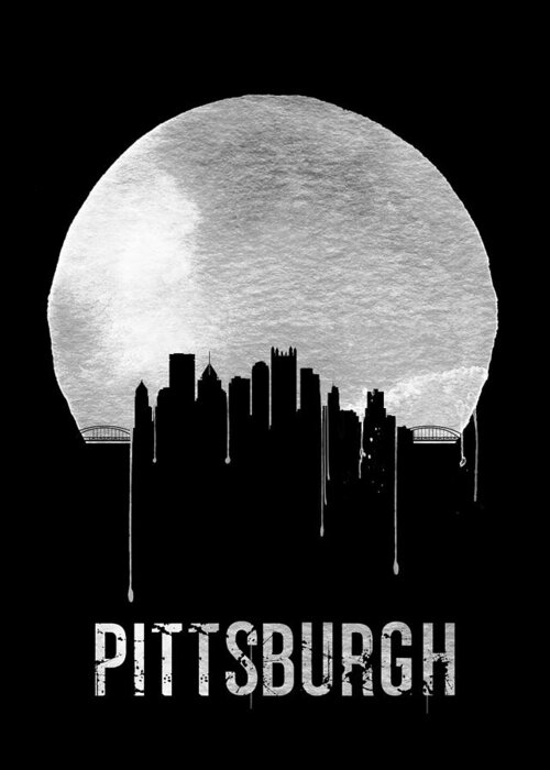 Pittsburgh Greeting Card featuring the digital art Pittsburgh Skyline Black by Naxart Studio