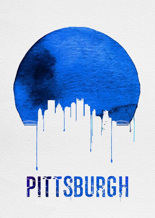 Pittsburgh Greeting Card featuring the digital art Pittsburgh Skyline Blue by Naxart Studio