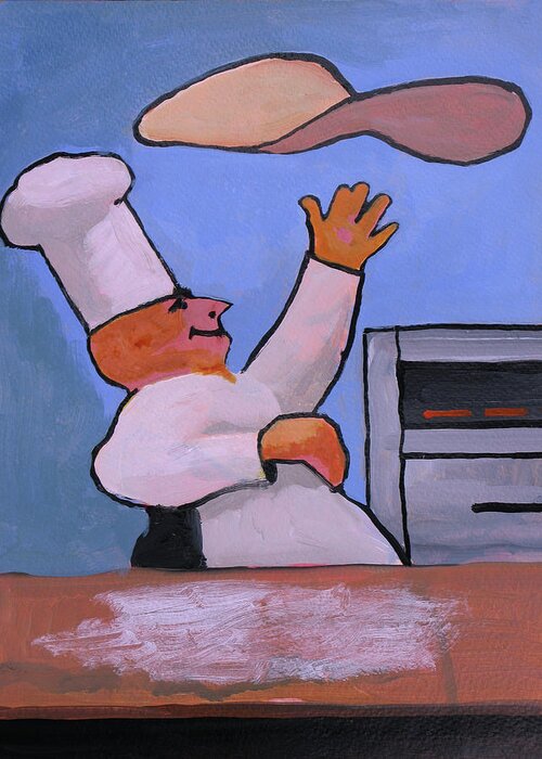 Pizza Greeting Card featuring the painting Pizza Chef by Robert Bissett