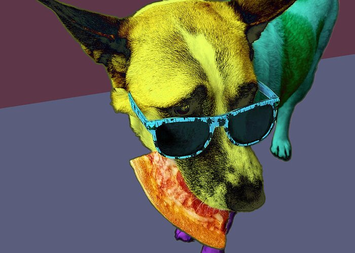 Pizza Greeting Card featuring the digital art Pizza Dog by James W Johnson