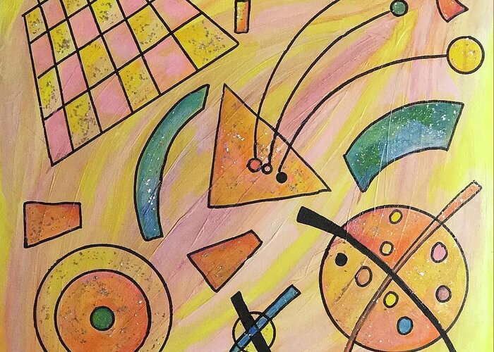 Tribute To Kandinsky Wall Art Greeting Card featuring the painting Pizza Parlor by Laurie's Intuitive