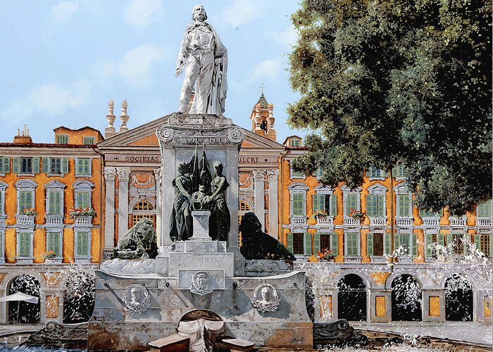 Garibaldi Greeting Card featuring the painting Place Garibaldi in Nice by Guido Borelli