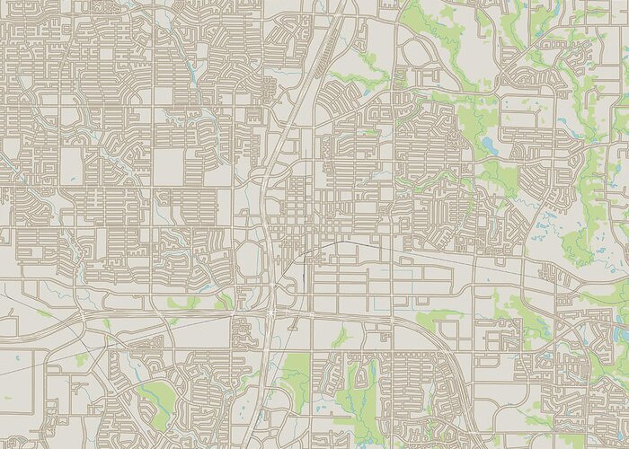 Plano Greeting Card featuring the digital art Plano Texas US City Street Map by Frank Ramspott