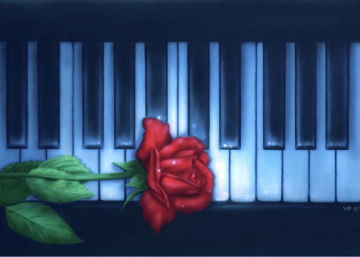 Piano Keyboard Greeting Card featuring the painting Play It Again Sam by Wayne Pruse