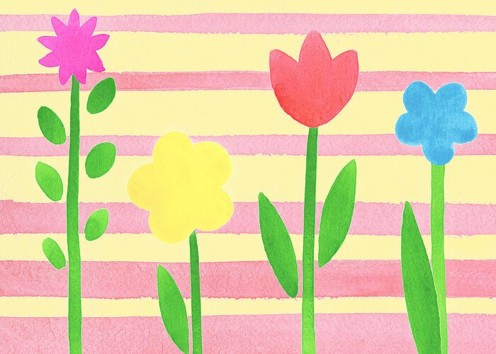 Playground Flowers Greeting Card featuring the painting Playground Flowers by Irina Sztukowski
