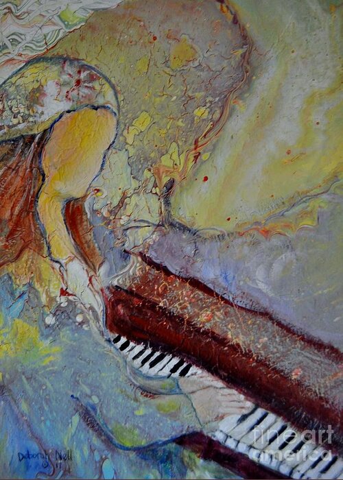 Piano Greeting Card featuring the painting Playing By Heart by Deborah Nell