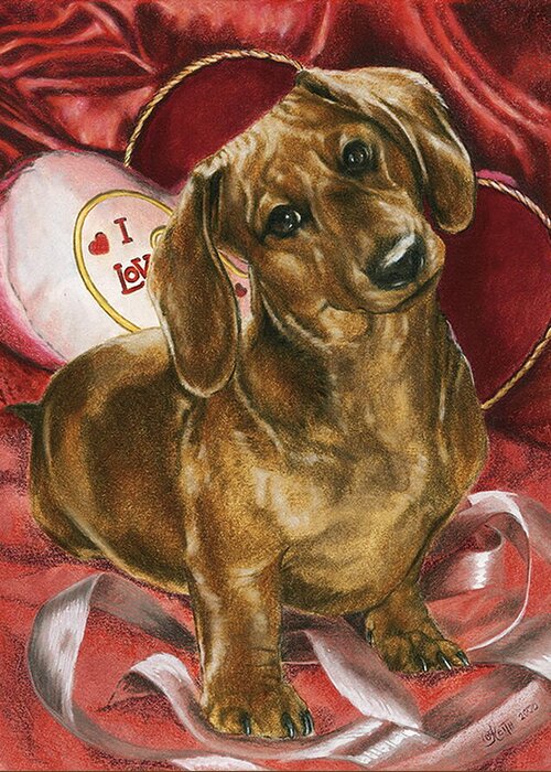 Purebred Greeting Card featuring the mixed media Be Mine by Barbara Keith