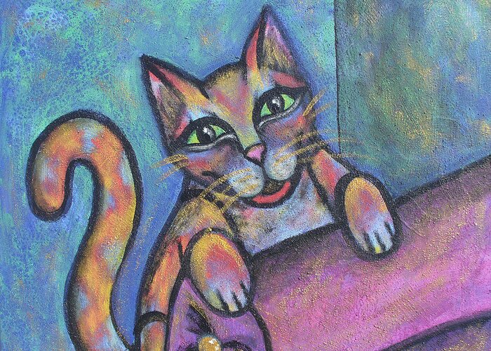 Kitty Greeting Card featuring the painting Please by Sarah Crumpler