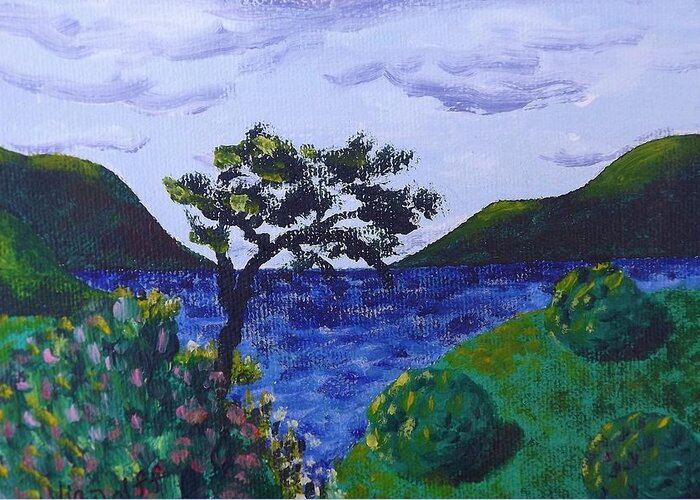 Lake Greeting Card featuring the painting Plein Aire by Judy Via-Wolff