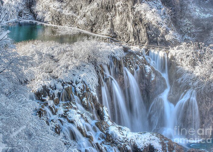 Plitvice Greeting Card featuring the photograph Plitvice Winter by Peter Kennett