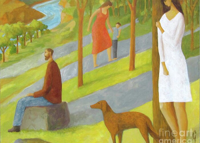 Hill Greeting Card featuring the painting Poets Hill by Glenn Quist