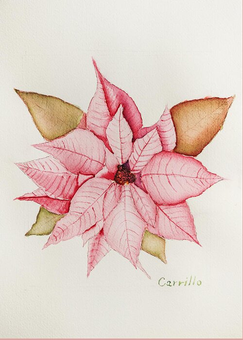Poinsettia Greeting Card featuring the painting Poinsettia Pink Celebration by Ruben Carrillo