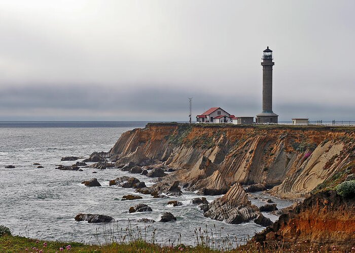 Point Arena Lighthouse Greeting Card featuring the photograph Point Arena Lighthouse CA by Alexandra Till