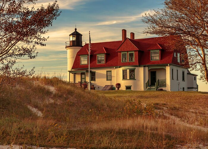Lighthouse Greeting Card featuring the photograph Point Betsie Light by Susan Rissi Tregoning