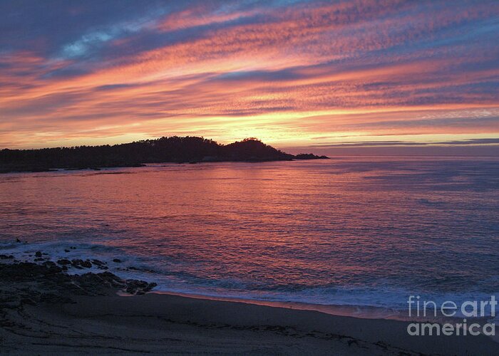 Nature Greeting Card featuring the photograph Point Lobos Red Sunset by Charlene Mitchell