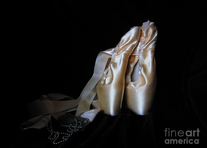 Pointe Shoes Greeting Card featuring the photograph Point Shoes and Dog Tags by Laurianna Taylor