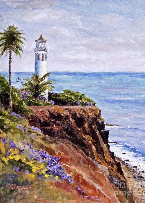 Lighthouse Greeting Card featuring the painting Point Vicente Palos Verdes by Jennifer Beaudet