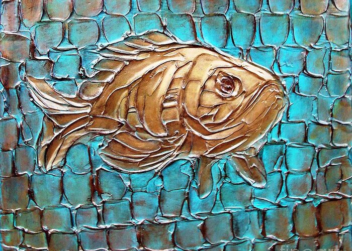 Metalic Greeting Card featuring the painting Poisson D'ore by Phyllis Howard