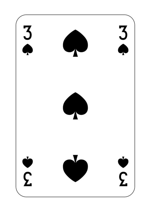 Poker playing card 3 heart Greeting Card by Miroslav Nemecek