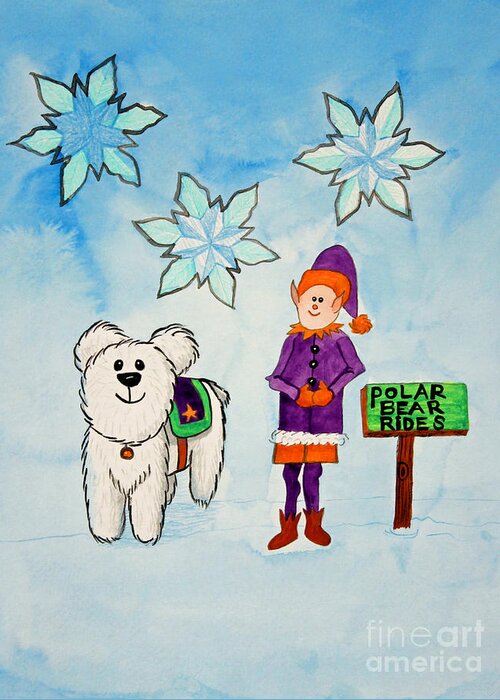 Polar Bear Greeting Card featuring the painting Polar Bear Rides by Norma Appleton