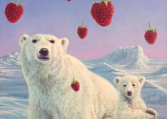 Polar Bears Greeting Card featuring the painting Polar Berries by James W Johnson