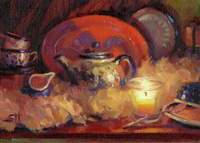 Pottery Greeting Card featuring the painting Polish Pottery by Steve Henderson