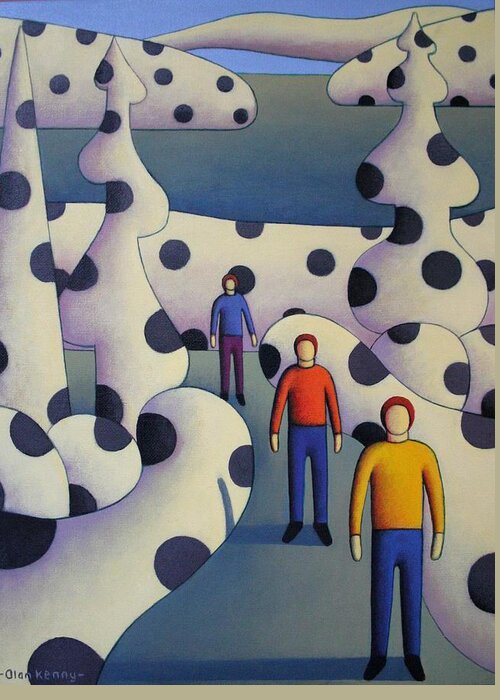 Paintings Greeting Card featuring the painting Polkacsape with 3 men by Alan Kenny