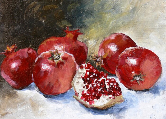 Pomegranate Greeting Card featuring the painting Pomegranate by Tanya Jansen