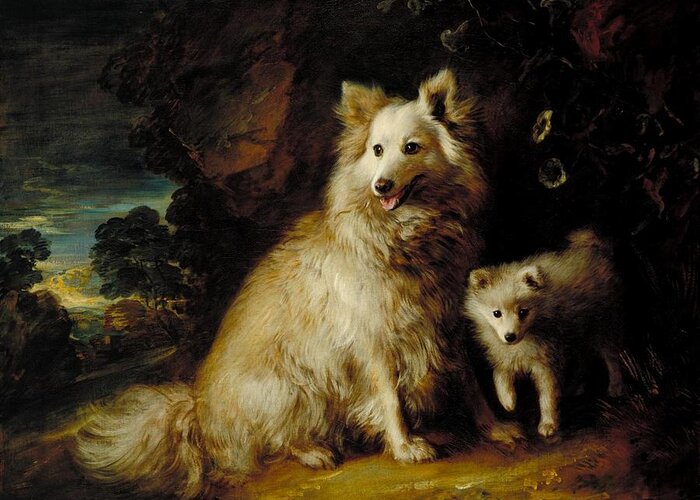 Thomas Gainsborough Greeting Card featuring the painting Pomeranian Bitch and Puppy by Thomas Gainsborough
