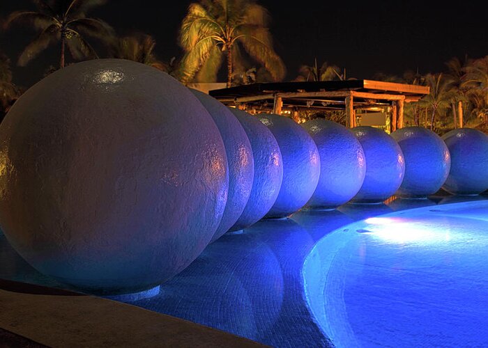 Ball Greeting Card featuring the photograph Pool Balls At Night by Shane Bechler