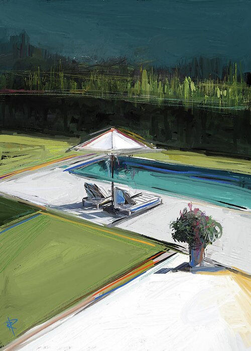 Swimming Pool Greeting Card featuring the mixed media Poolside by Russell Pierce