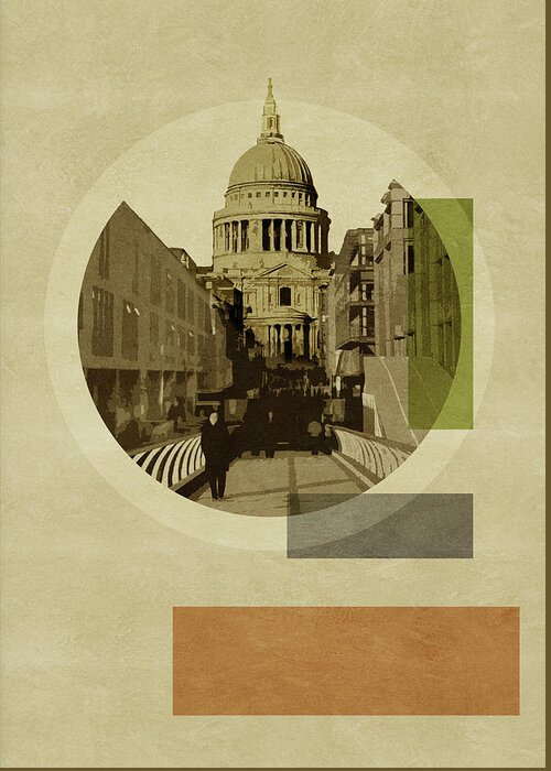 Wheel Greeting Card featuring the painting Pop Art Deco London - Saint Paul's by BFA Prints