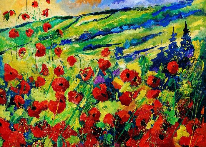 Flowers Greeting Card featuring the painting Poppies 78 by Pol Ledent