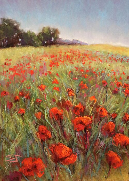Poppy Greeting Card featuring the painting Poppy Dance by Susan Jenkins