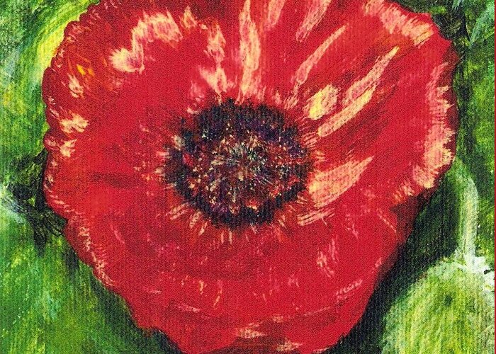 Poppy Greeting Card featuring the painting Poppy by Deb Stroh-Larson