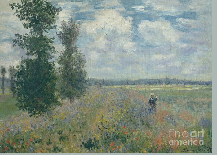 The Greeting Card featuring the painting Poppy Fields near Argenteuil, 1875 by Claude Monet