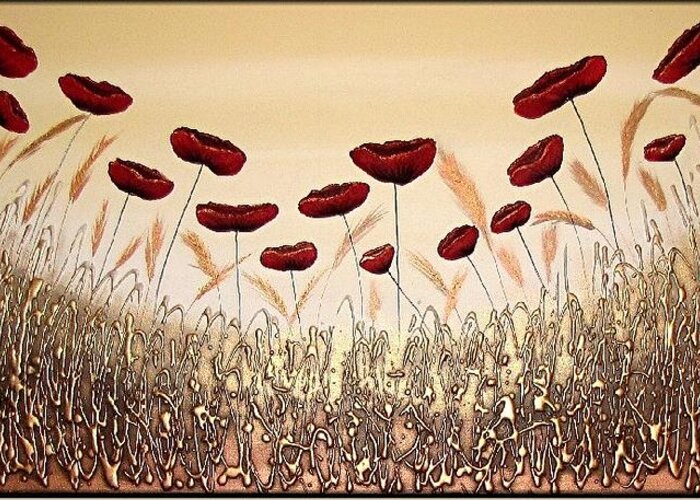 Poppies Greeting Card featuring the painting Poppy Suprise by Amanda Dagg