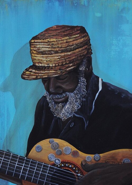 Old Black Man Greeting Card featuring the painting Pops by Lori King