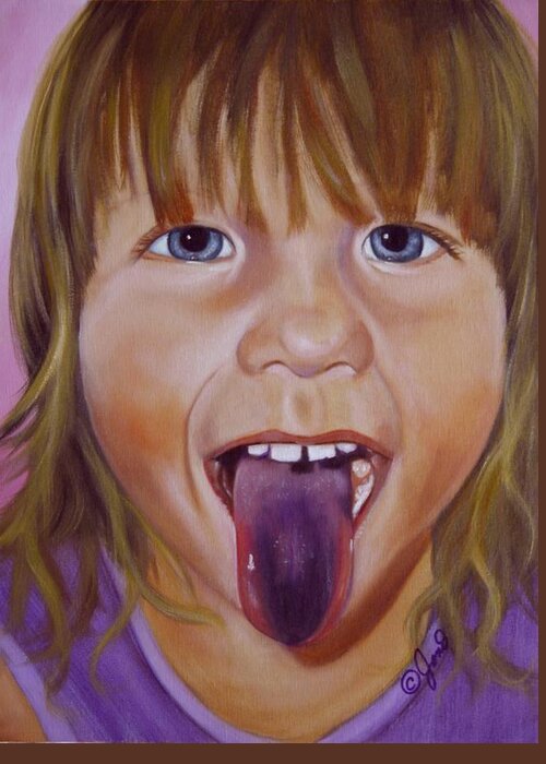 Child Greeting Card featuring the painting Popsicle Tongue by Joni McPherson