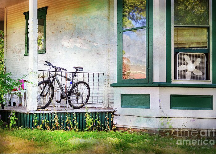 Bicycle Greeting Card featuring the photograph Porch and Window Fan Bicycle by Craig J Satterlee