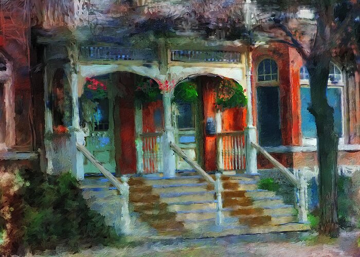 City Greeting Card featuring the painting Porch in the Morning Light by Jo-Anne Gazo-McKim
