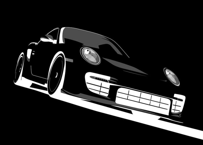 Porsche Greeting Card featuring the digital art Porsche 911 GT2 Night by Michael Tompsett