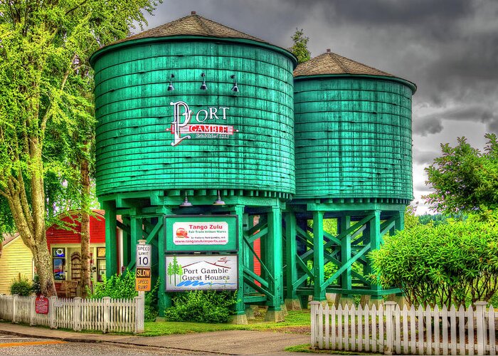 Port Ganble Greeting Card featuring the photograph Port Townsend Water Tanks by Richard J Cassato